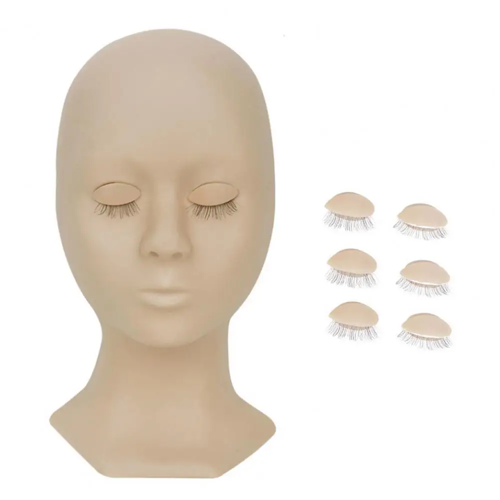 

1 Set Mannequin Head with Eyelids Eyelash Practice Silicone Makeup Training Mannequin Head for Beginner
