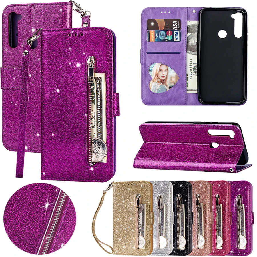 

Leather Glitter Case For Redmi Note 10 Pro 9 8 7 10 9T 9C 9A 9 8 8A 7 7A Flip Stand Wallet Case For Xiaomi Mi Poco M3 F3 X3 NFC