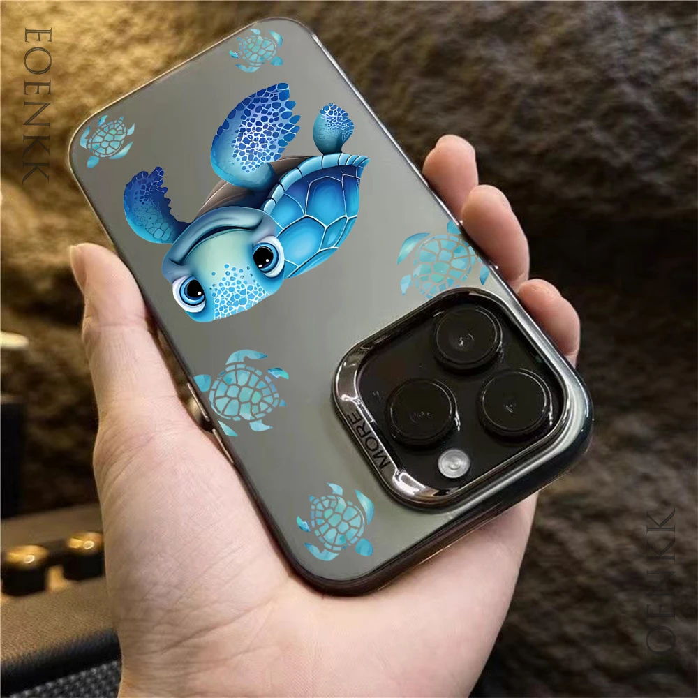 Симпатичный синий чехол для телефона черепахи iPhone 16 Pro Max чехол iPhone 14 15 13 12 11 XS X 15 14 Plus 12 13 Mini Protection Hard Cover (art.: 3920cb784fec4) - 3920cb784fec4