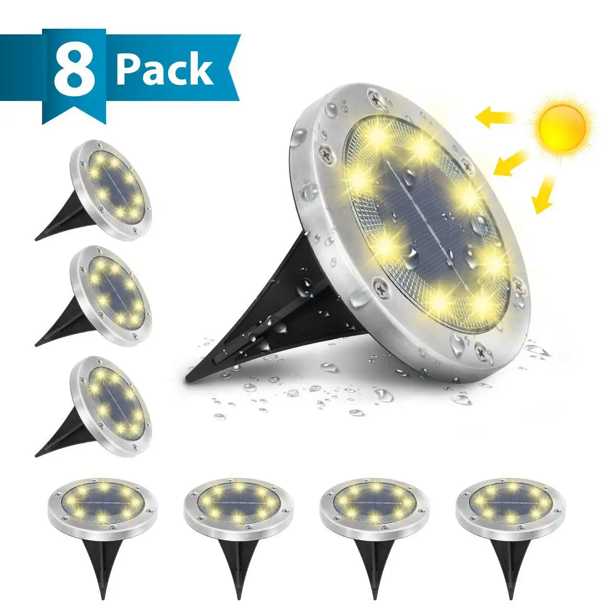 

8pcs LED Solar Lawn Yard Led Solar Lights Buried Solar Garden Light Waterproof Outdoor PathWay Floor Under Ground Spot Lamp EU