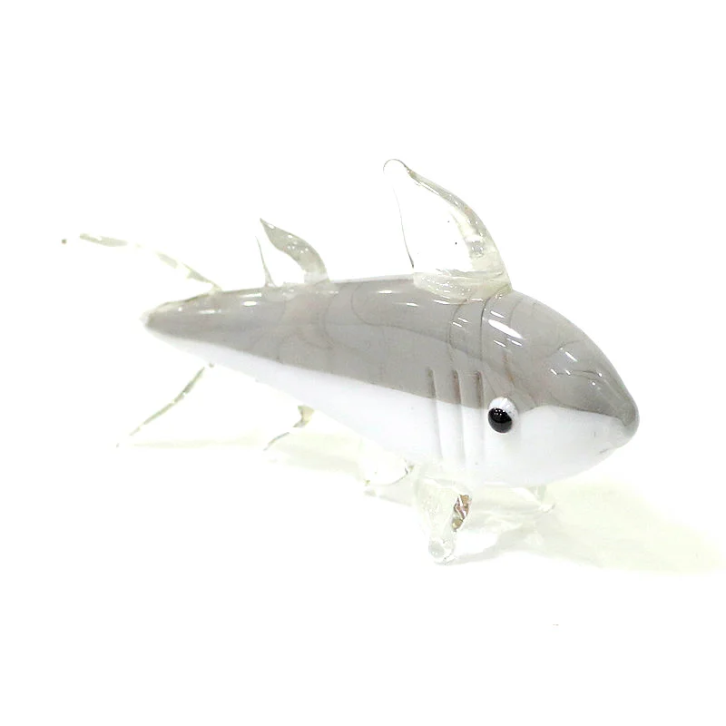 

Gray Murano Glass Shark Art Figurine Miniature Handmade Cute Vivid Sea Animal Crafts Ornaments Aquarium Decor Charms Accessories
