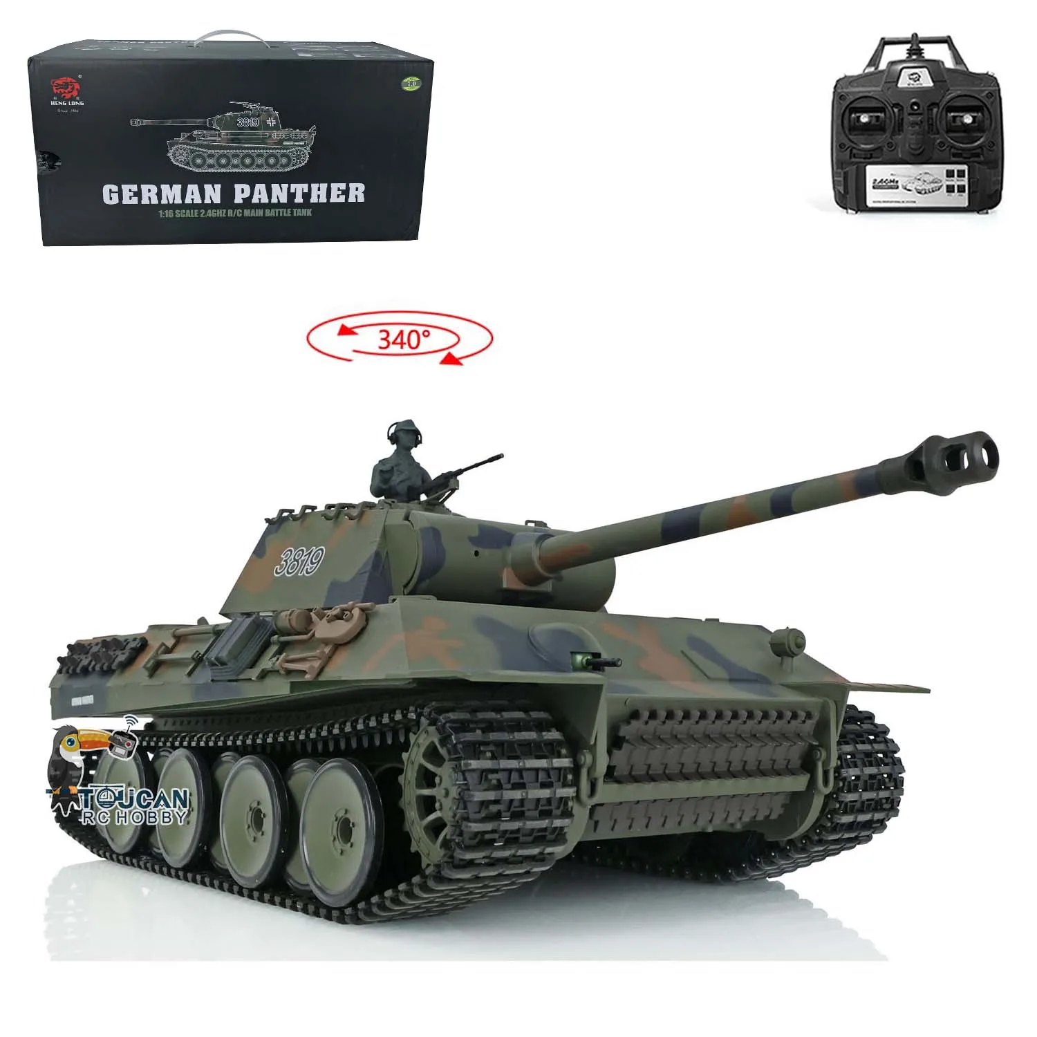 

Toys Heng Long 1/16 7.0 Plastic Ver German Panther V RTR Army RC Tank 3819 Ready to Run Model Smoking Unit BB Shooting TH17285