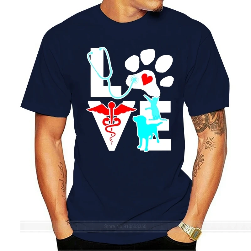 

Ветеринар, любовь, Кот и собака, ветеринарные забавные мужские футболки, летняя мужская футболка, Мужская футболка, бесплатная доставка