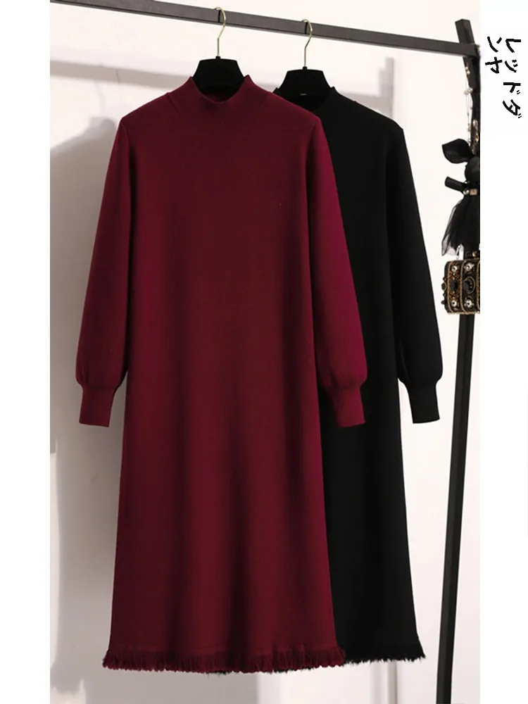 Осеннее вязаное базовое платье женское осенне-зимнее высококачественное