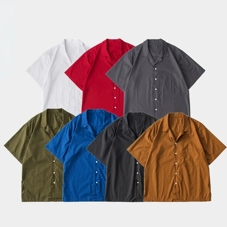 

Men's Clothing 2022 SS Korean Style City Boy Hawaiian Loose Multi-Color Cuban Collar Men Short-Sleeved Shirt Cotton Asian Size
