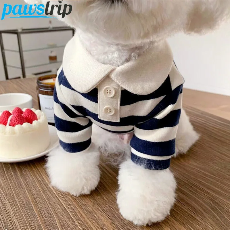 

Summer Dog Clothes Stripe Dog T-Shirt for Small Dogs Thin Leisure Polo Shirt Breathable Pullover Suit Puppy Clothes Dog Supplies