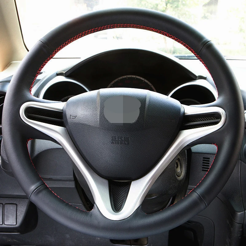 

For Honda Civic Old Civic 2006 2007 2008 2009 2010 2011 DIY Black Genuine Leather Car Steering Wheel Cover