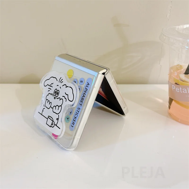 Caja de teléfono Samsung, soporte para perros, caja dura, dibujos animados transparentes,...
