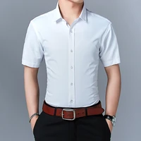 summer mens short sleeved shirt men white shirt korean style fashion slim solid color lapel male mens clothing e21