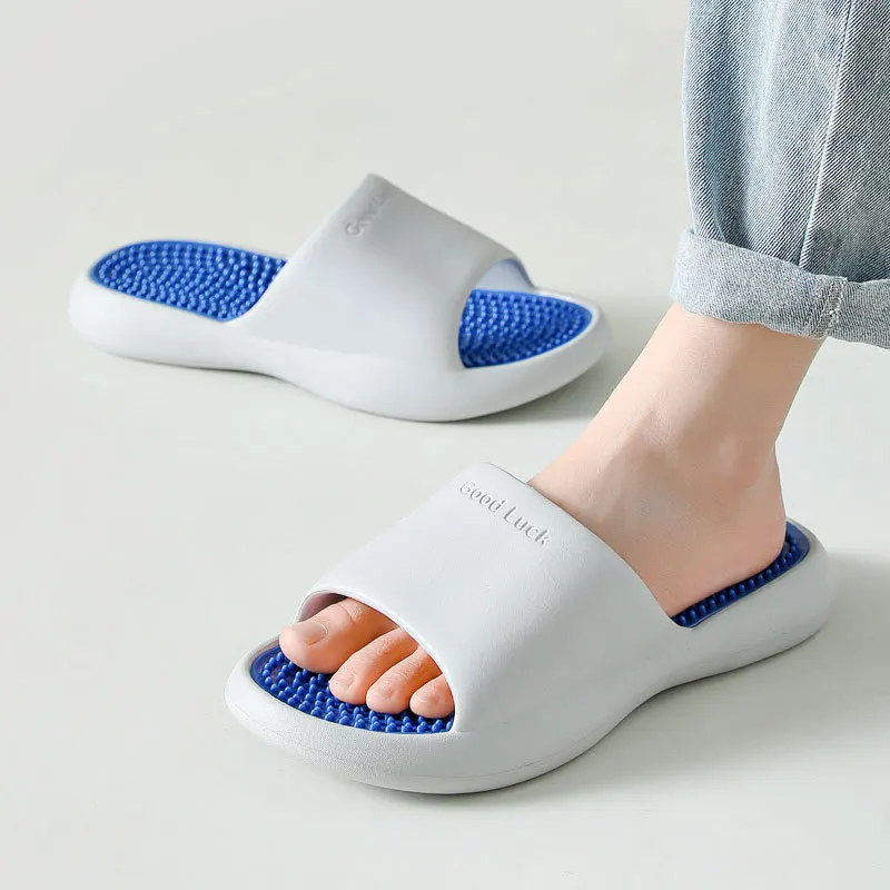 

Women Men Massage Slippers Soft PVC Indoor Bathroom Summer Shoes Lovers Home Shower Slipper Women's Sandals Female Beach Slides