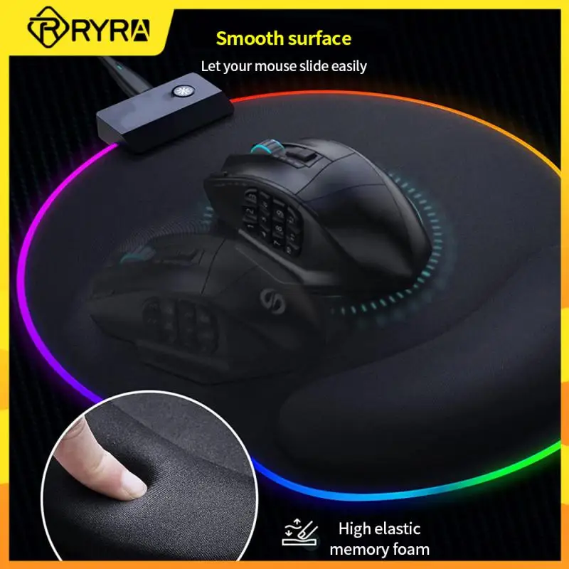 

RYRA Luminous Mouse Pad Wrist Support LED Light Mouse Pad Computer Accessories Comfortable Memory Sponge Wrist Rest Mousepad