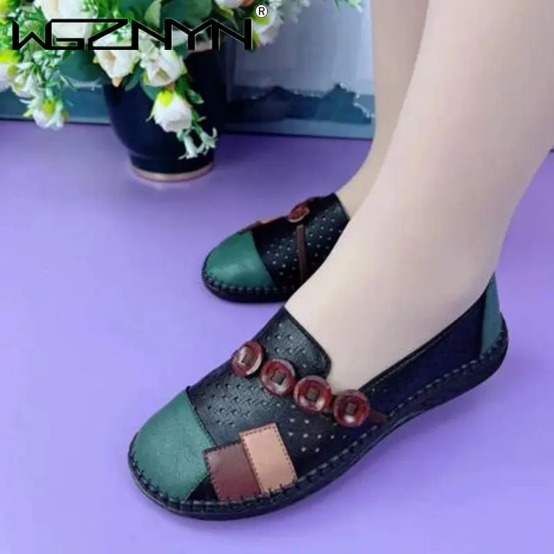 

Новинка лета-осени 2023, Женские Ретро туфли для женщин среднего возраста, удобная мягкая подошва, обувь на плоской подошве, кожаная обувь