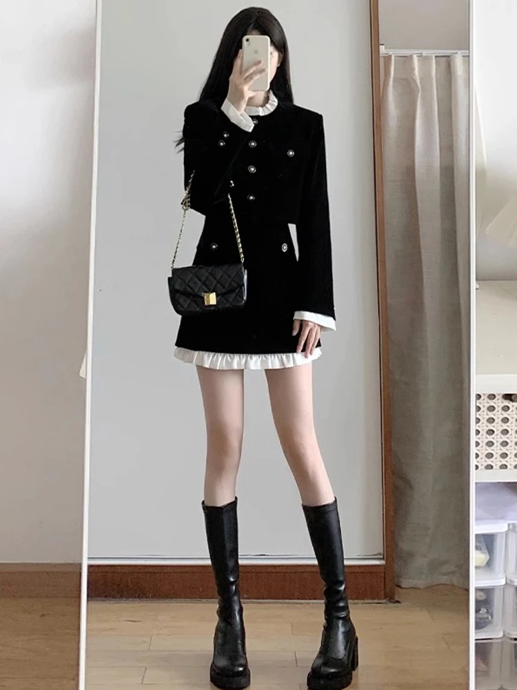 Маленькое платье High Sense комплект из двух предметов женская осенне-зимняя изящная