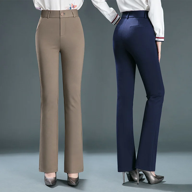 Spring and Autumn High-Waisted Casual Pants High-elastic Micro-Horn Trousers Oversized Size Fat MM Thin Knitwear Y2k Pants