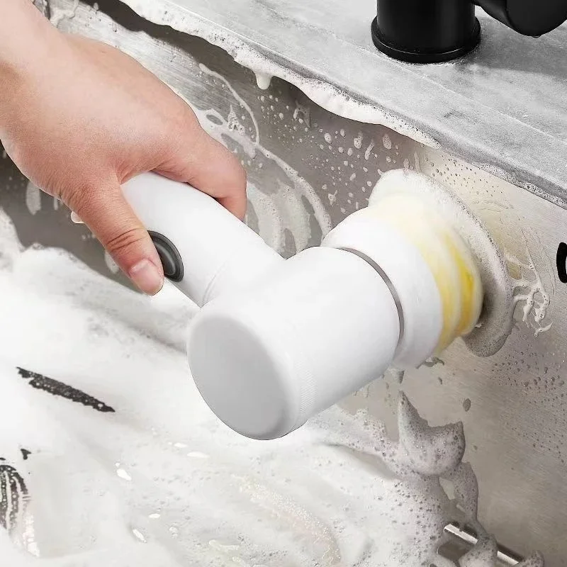 Hand-Realized Electric Kitchen Brush Dishwasher Bathtub Scrubber 5in1 Multi-Purpose Household Cleaning Polishing Tools