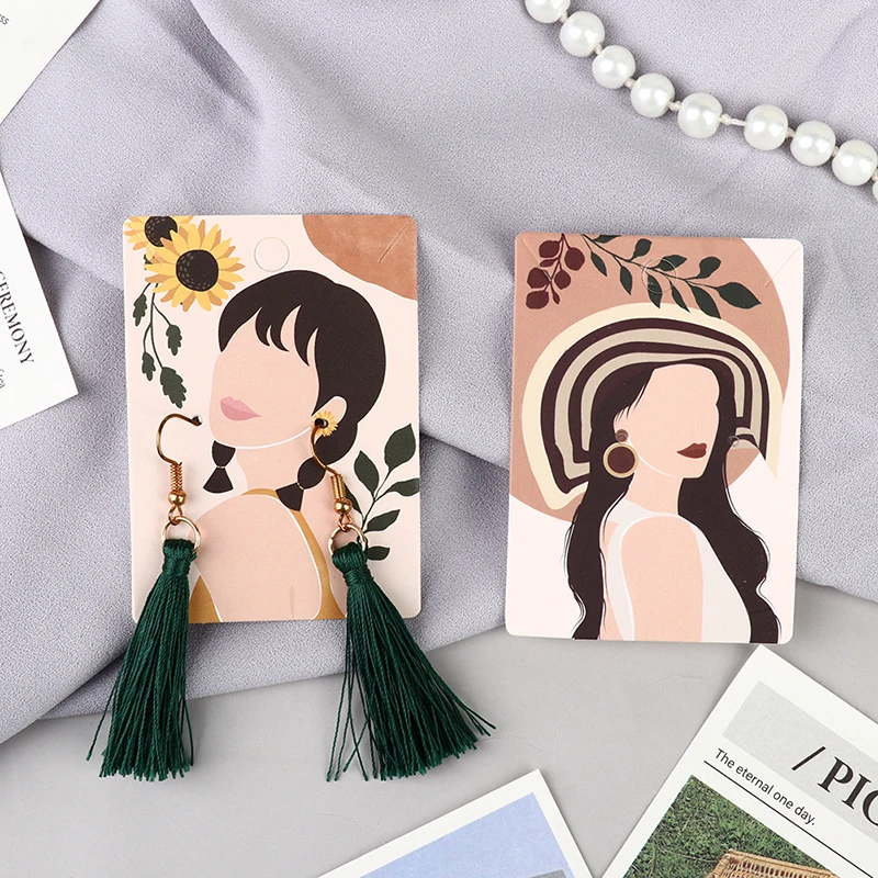 5x7cm Earring Card Jewelry Packaging Display Holder 50pcs Beauty Necklace Ear Paper Hanging Paperboard Tags Studs Earrings Cards