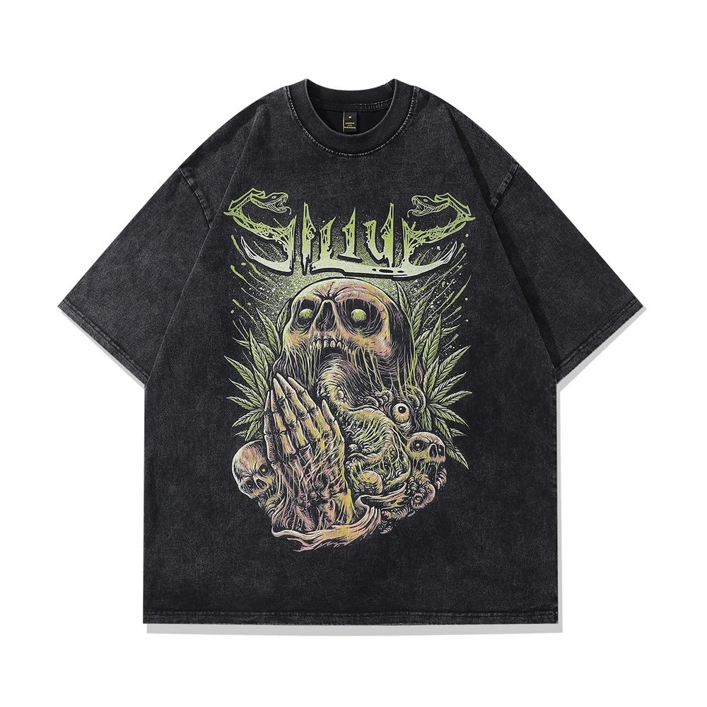 

Devil Skulls Distressed Graphic T Shirts for Men Women Oversized Evil Grunge Goth Printed T-shirts Summer Tops Hip Hop Clothing