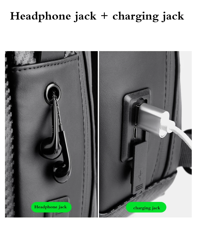 EVA carbon fiber fashion multifunctional usb messenger shoulder bag men waterproof travel sling messenger bag chest bag men