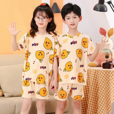 Модная детская пижама на лето, топ с коротким рукавом для маленьких девочек + шорты, Пижама от 2 до 14 лет, детская одежда, комплекты из 2 предметов