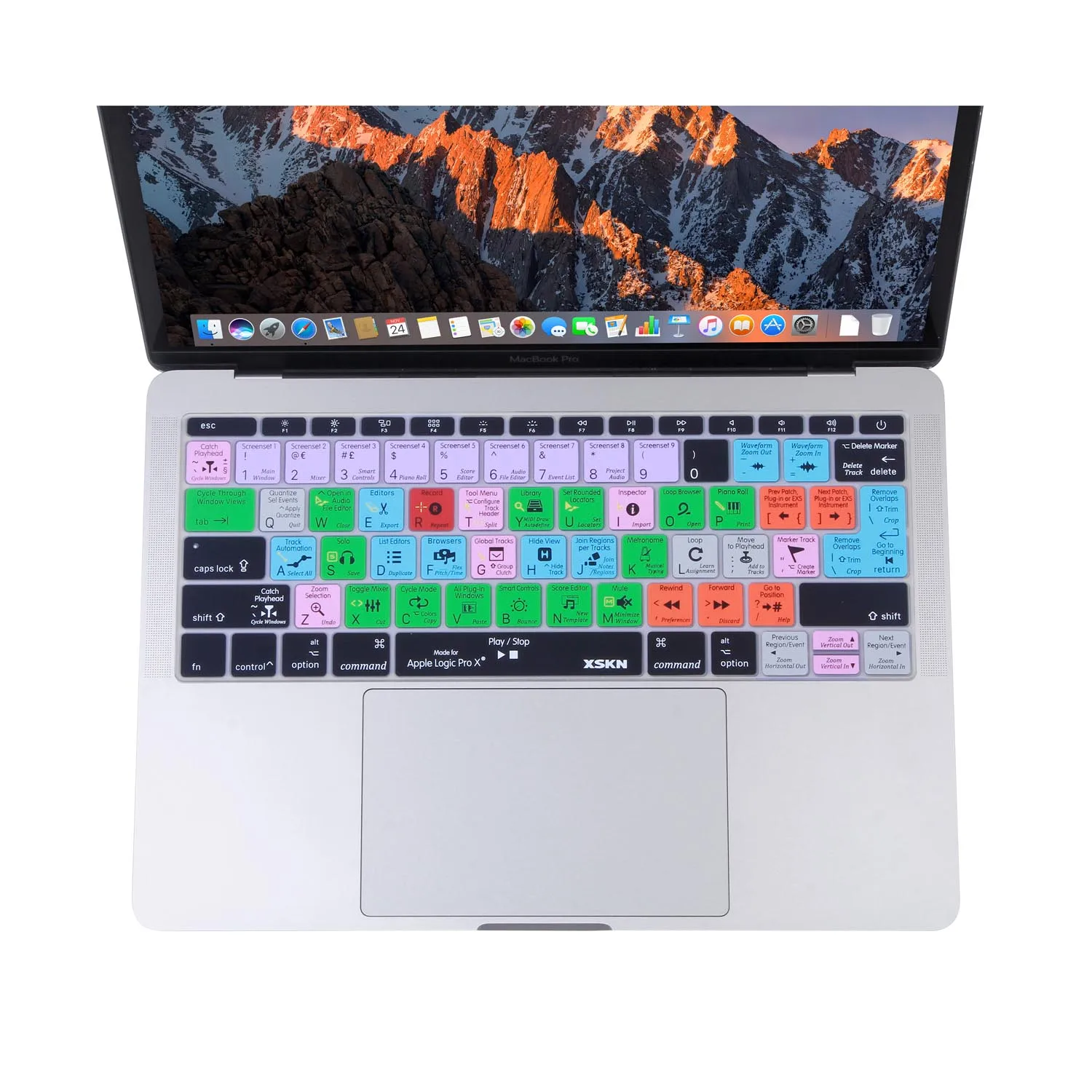 XSKN Smart Skin for Apple Logic Pro X Shortcut Keyboard Cover Tutorial Silicone Skin for Macbook 12 inch A1534, US EU Layout