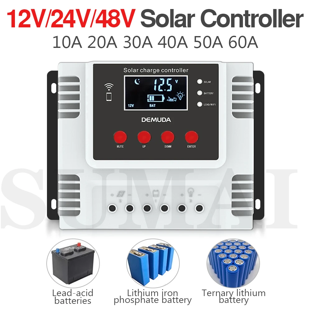 

MPPT Solar Controller 10A 20A 30A 40A 50A60A Photovoltaic System Light LED Display USB Interface Intelligent Charging Controller