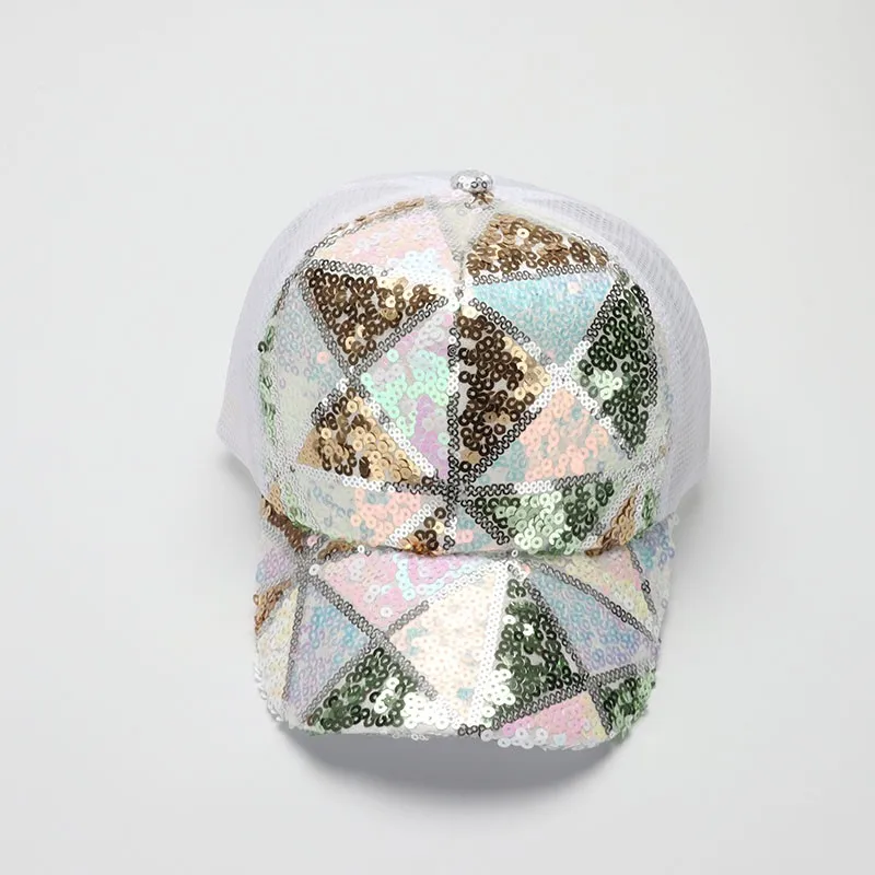 Кепка-бейсболка женская сетчатая модная повседневная бейсболка с блестками
