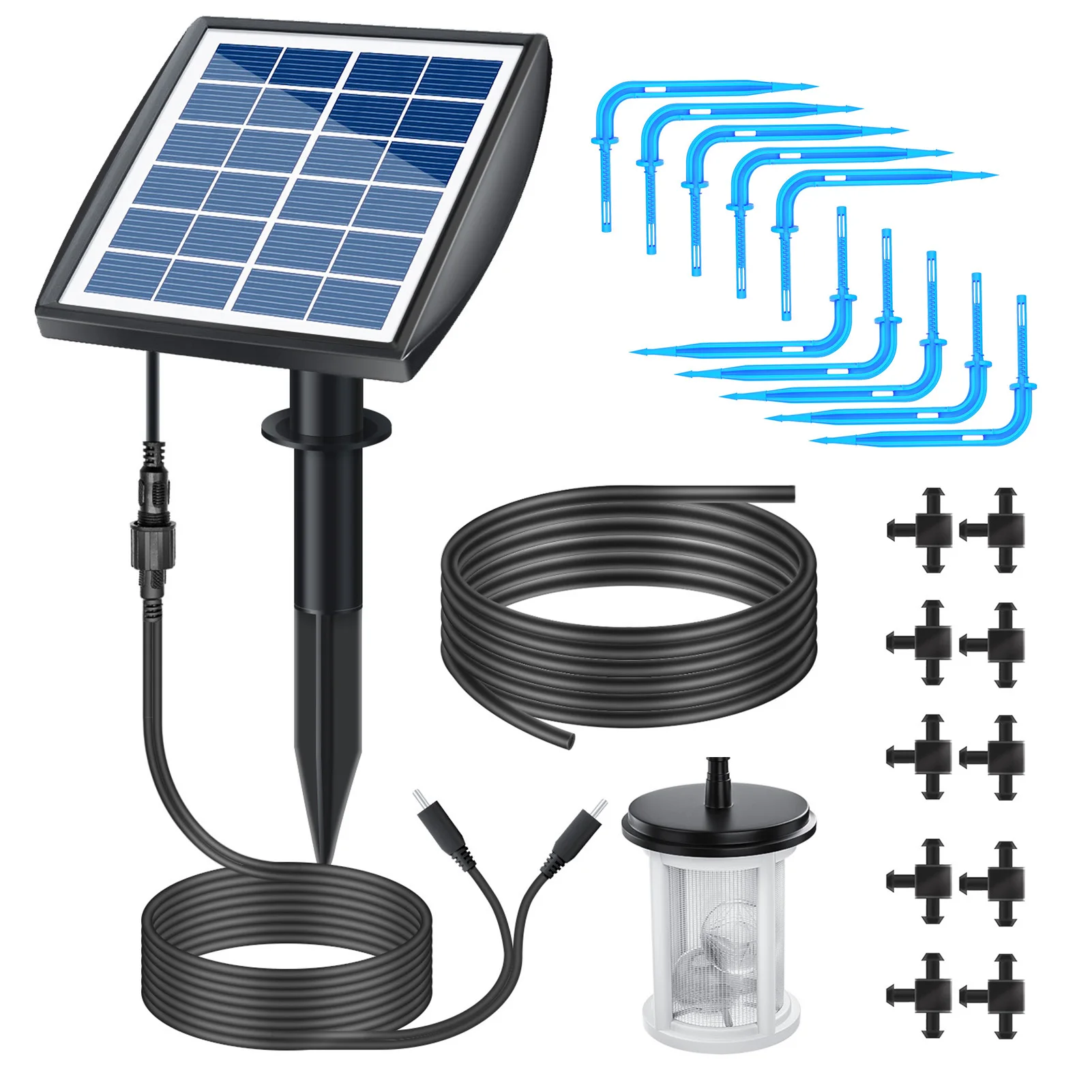 Solar Drip Automatic Irrigation Kit Powered Self Watering Irrigation System with Water Sensor Timer for Balcony Green House