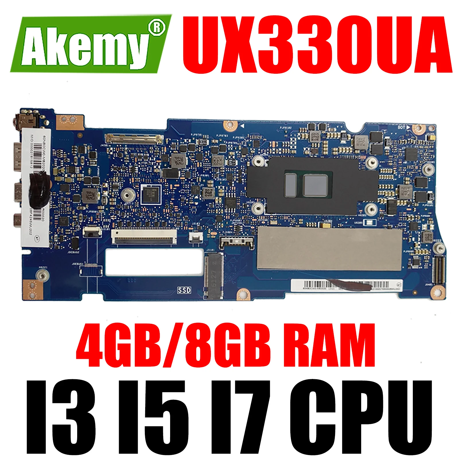 

UX330U Motherboard 4GB 8GB RAM I3 I5 I7 6th Gen 7th Gen CPU for ASUS UX330UA UX330UAR UX330U U3000U Laptop Motherboard Mainboard