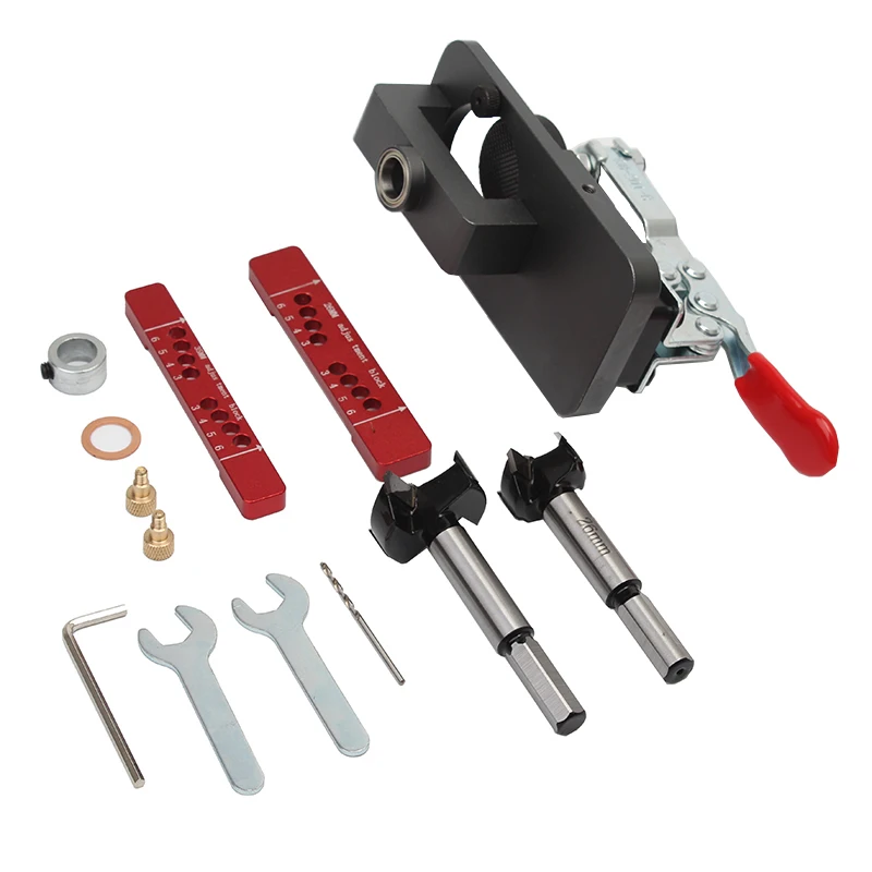 

Concealed Hinge Jig W/ Hand Fixture 26/35mm Hinge Boring Door Hole Drilling Guide Locator Woodworking Template Guide Tools
