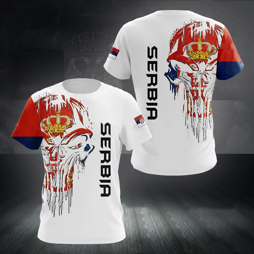 

Serbir T-shirts For Men New Short Sleeve O-Neck Tops Serbir Flag Print Men's T-shirt Fashion Street Oversized Tee Shirt Clothing