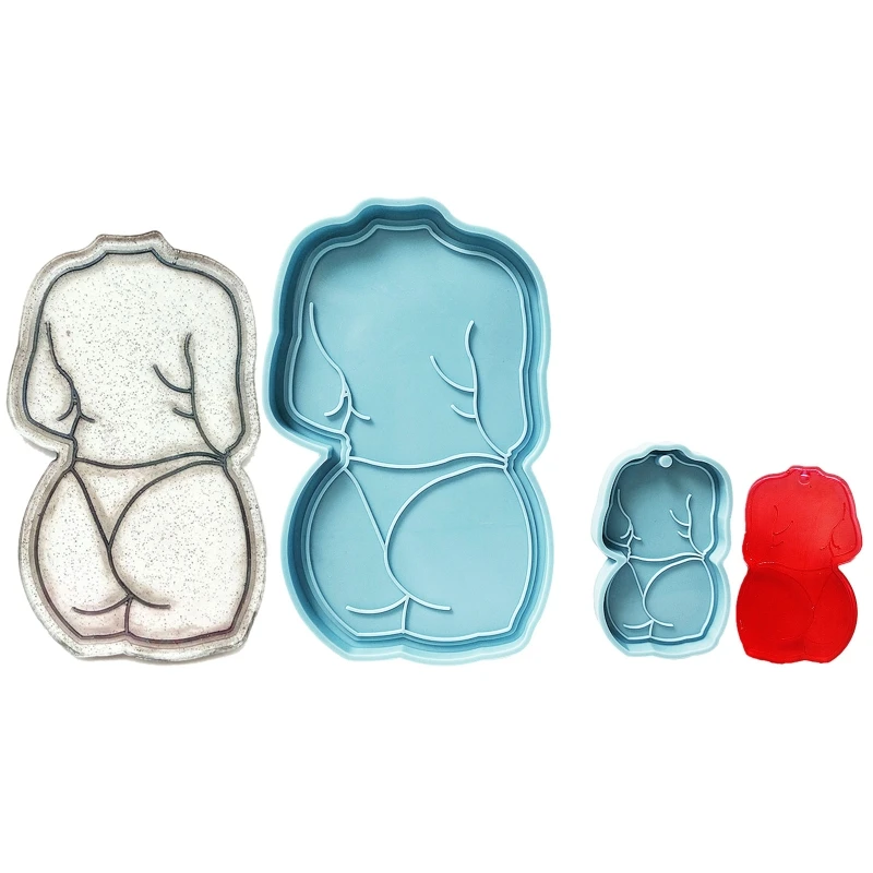 

69HB 2 Pcs Resin Silicone Molds Sexy Woman Back View Coasters Molds Keychain Charm Molds for Making Coasters DIY Artwork