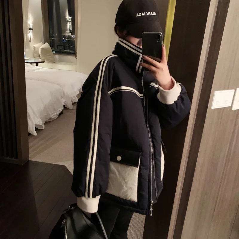 Women Short Coat Puffer Bomber Basic Jacket Winter Gothic Coats Warm Plus Velvet Loose Parkas Female Outwear Snow Wear Harajuku