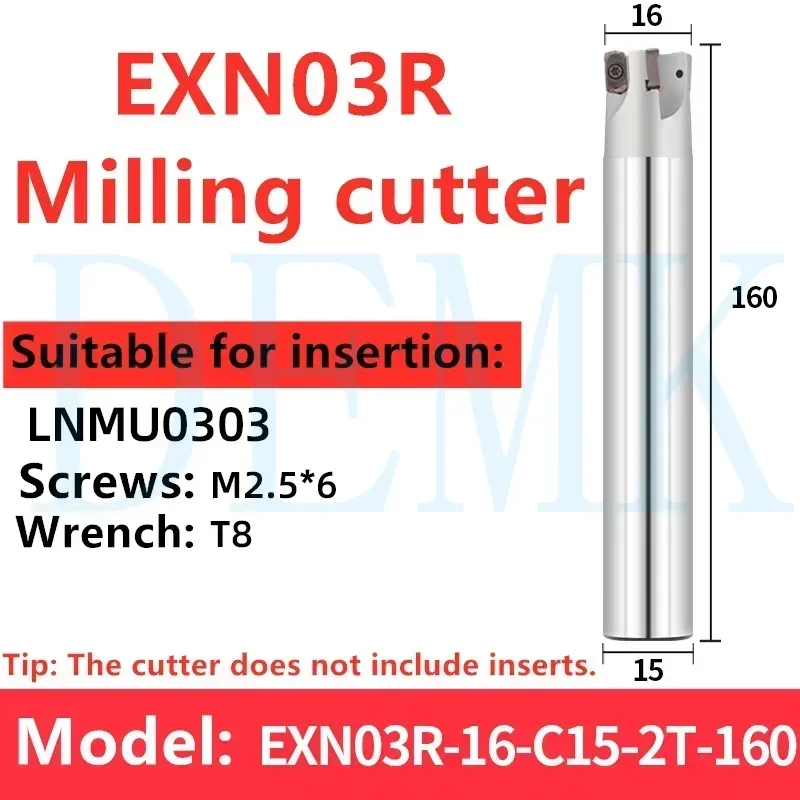 

EXN03R Держатель фрезерного инструмента с высокой подачей Lnmu0303 Двусторонняя вставка с быстрой подачей Держатель фрезерного инструмента 17, 16, 18, 20, 21, 22, 25, 26