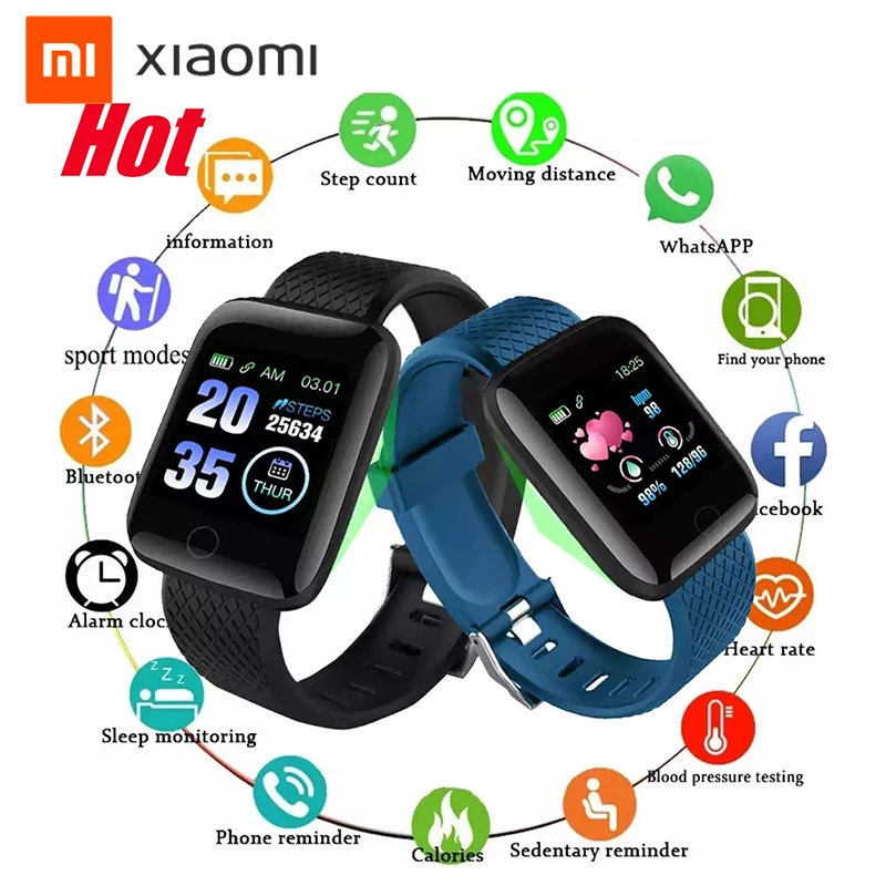 

Xiaomi D13 Smart Watch 116plus Smart Bracelet Bluetooth SportsWatch Fitness Tracker Heart Rate Blood Pressure for Android IOS