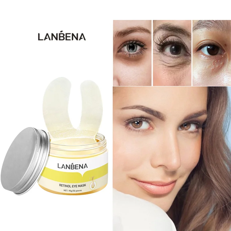 LANBENA Eye Patches For Dark Circles Remove Wrinkles Bags Under Eye Retinol VC Hyaluronic Acid Moisturizing Mask Skin Care 50pcs