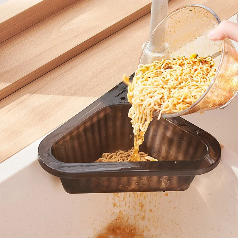 

Triangular Drain Basket Sink Storage Rack, Perforation-free Filter, Telescopic, Multifunctional, Kitchen