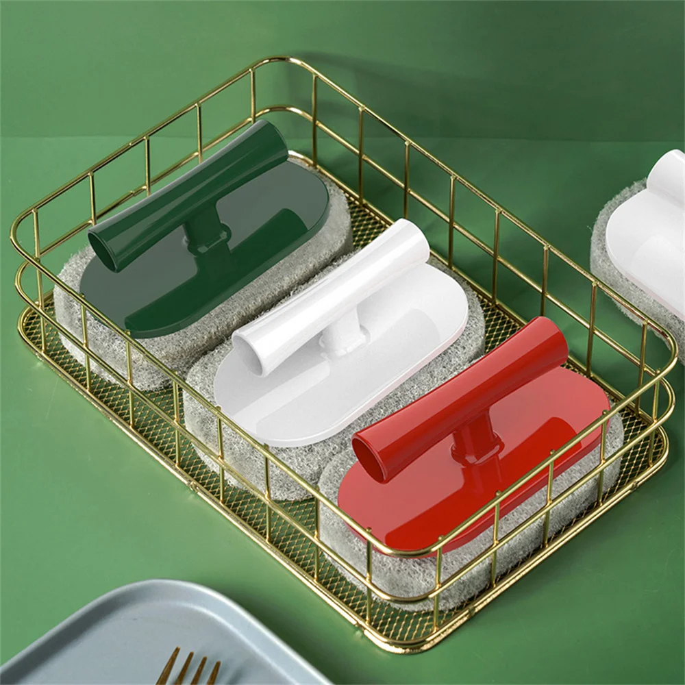 

3 PCS Sponge Brush with Handle Bathtub Scrubber Sponge Eraser Cleaning Kitchen Wash Sponge Cleans Your Dishes SEC88