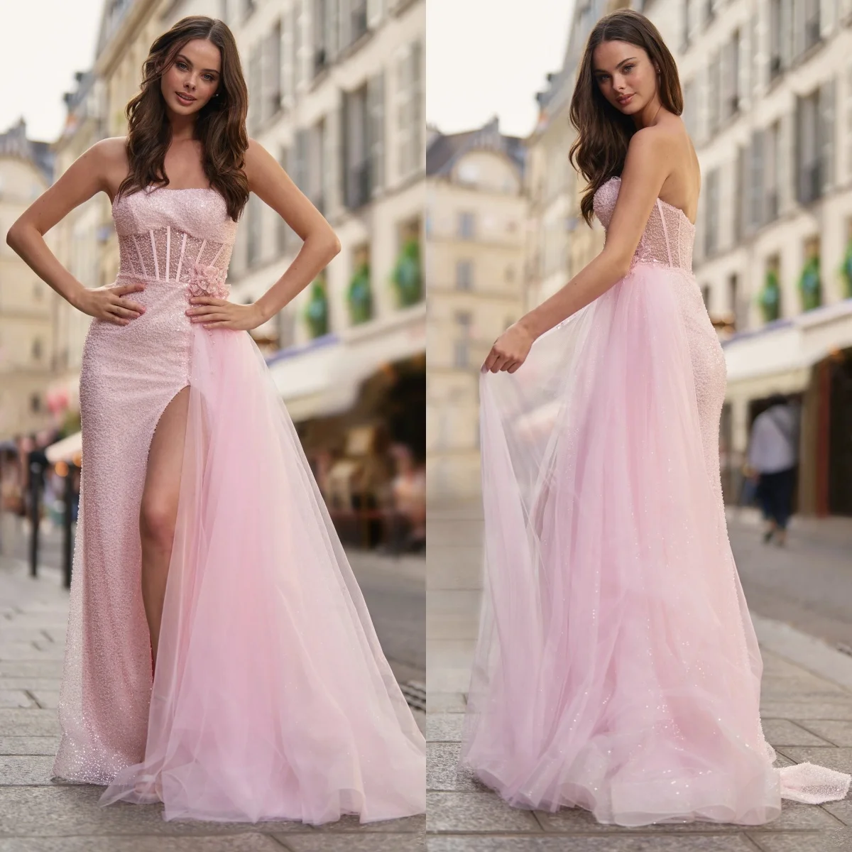 Фаiokaver розовое платье А-силуэта для выпускного вечера