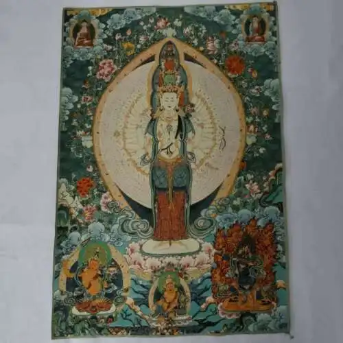 

36" Tibet Tibetan Cloth Silk 1000 Arms Avalokiteshvara Kwan-yin Tangka Thangka