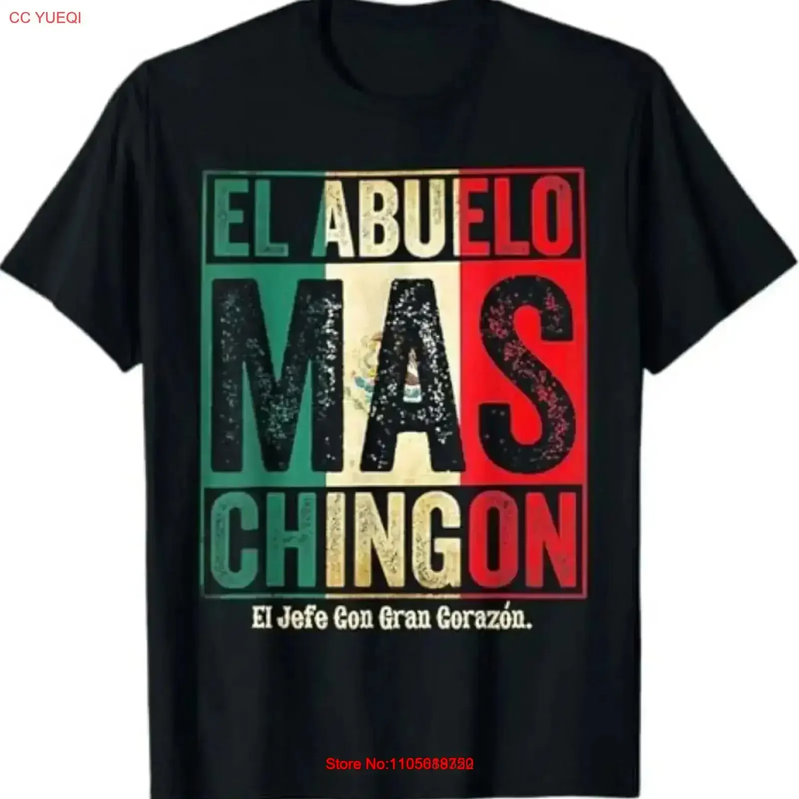 Фото Футболка El Abuelo Mas Chingon Jefe Con Gran Corazon, винтажная, с эффектом потертости, дизайнерская одежда, слегка эластичный топ для повседневной носки №1
