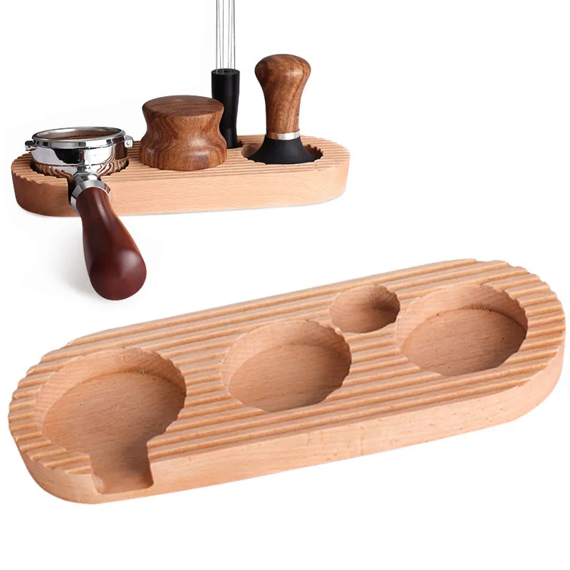 

Coffee Filter Tamper Holder Wooden Espresso Tamer Mat Stand Wooden Base Espresso Tamper Mat Food Safe 3 Holes For 51mm - 58mm