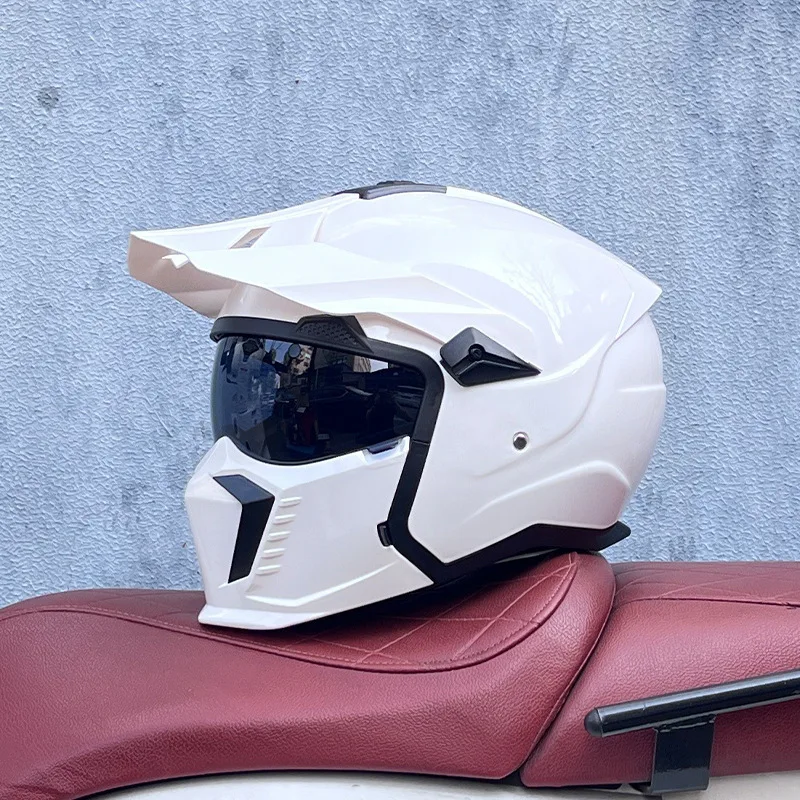 Demolition Combination Helmets ORZ Retro Helmet Motorcycle Full Men Women Summer Locomotive Four Seasons Rally