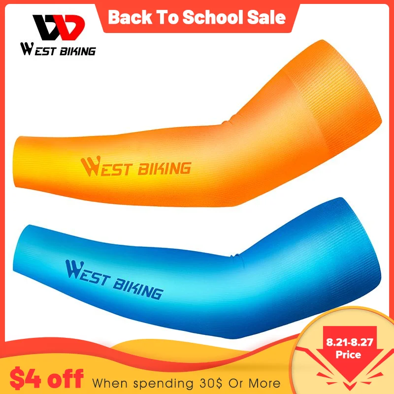 

WEST BIKING Ice Silk Cycling Arm Sleeves UV Protection Seamless Arm Warmer Men Women Running Basketball Fitness Sport Sleeves