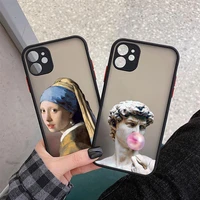 mona lisa david statue abstract art phone cases for iphone 11 12 13 pro max 7 8 plus x xsmax xr hard matte back shockproof cover
