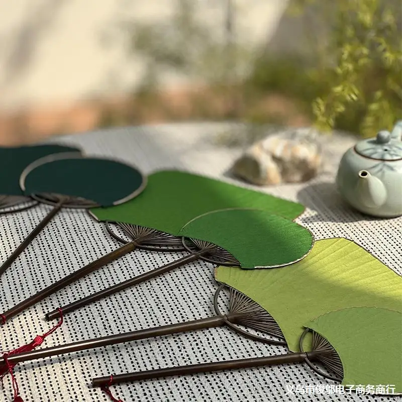 

Chinese group fan diy blank mini painting rice paper fan long handle bamboo palace fan