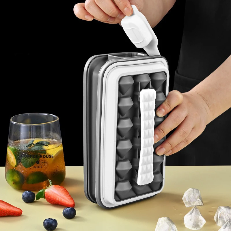 

Household Silicone Ice Hockey Pot, 2-in-1 Diamond Ice Grid Mold, Portable Ice Hockey Water Bottle
