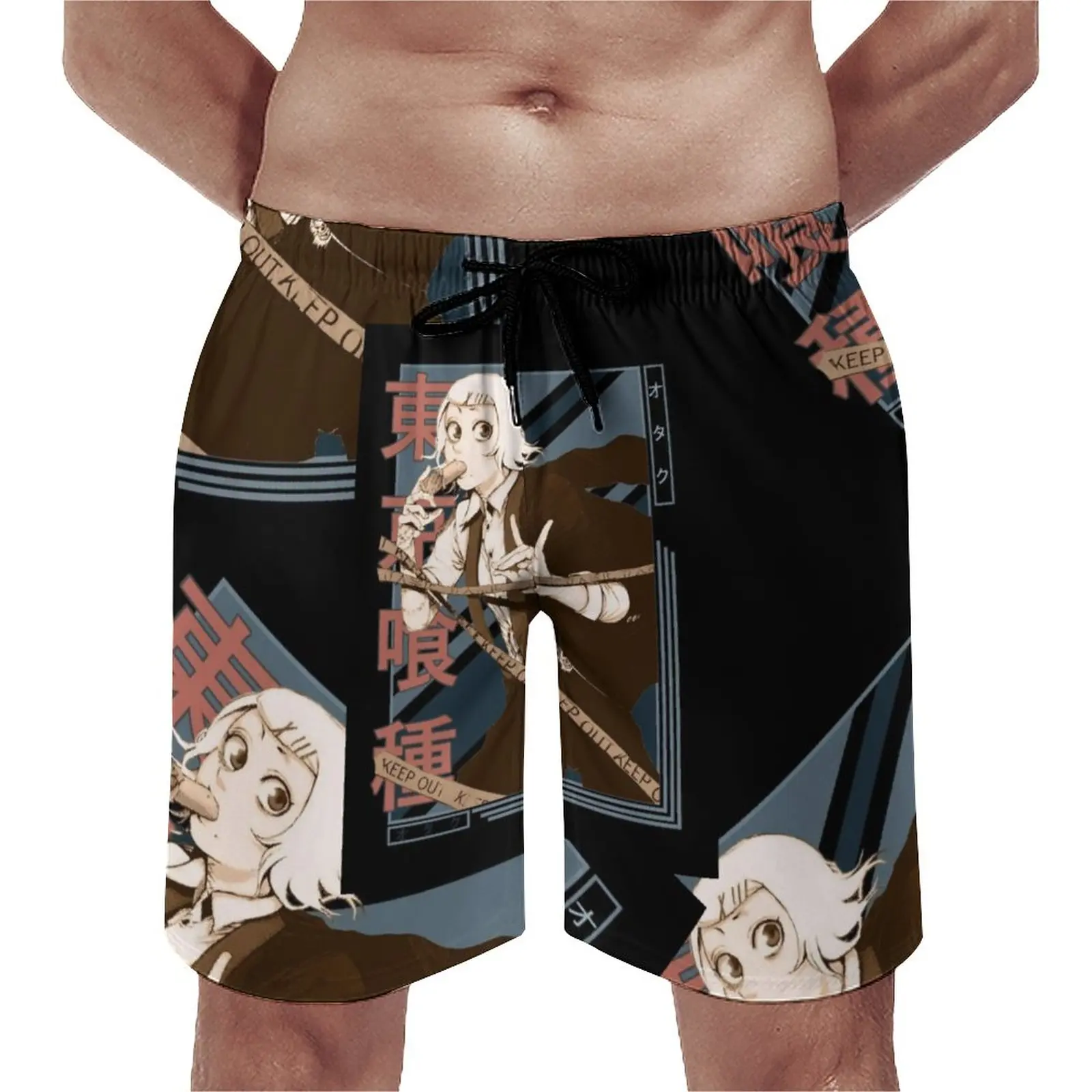 

Мужские пляжные шорты Juuzou, пляжные шорты с принтом Токийский Гуль, удобные плавки с кулиской, большие размеры 3XL,