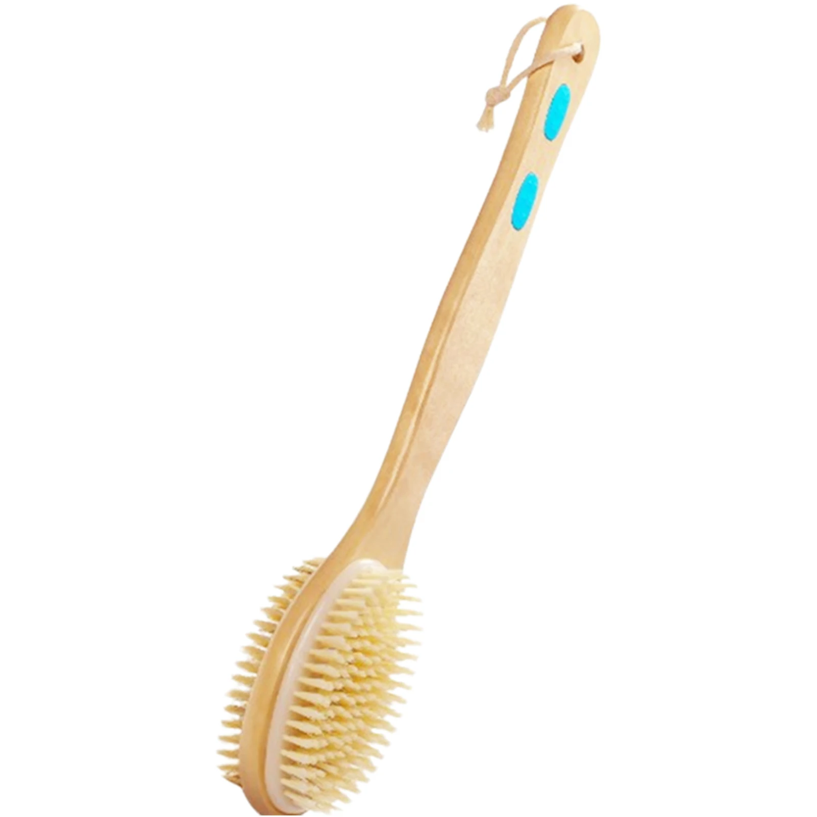 

Bath Brush Soft Hard Bristles Double Sided with Wooden Handle for Back Scrubber