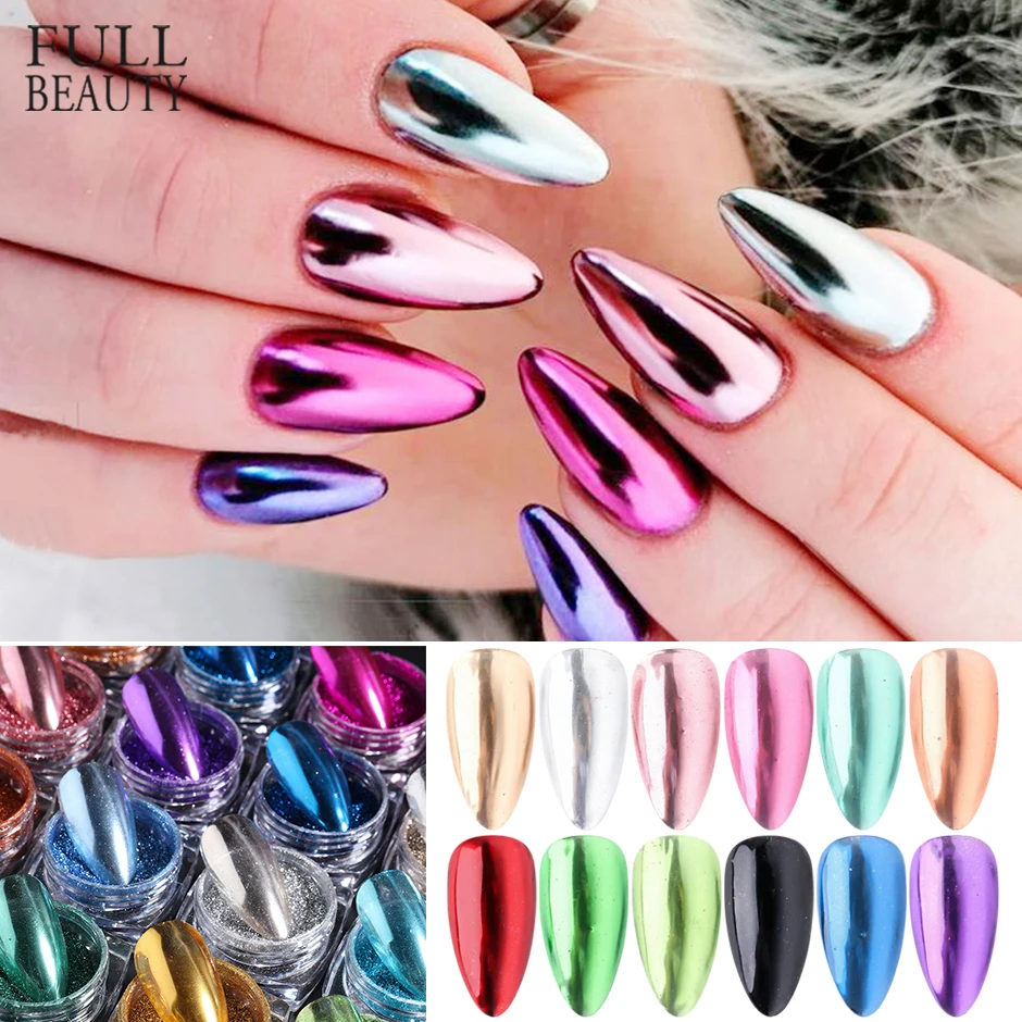 

23pc Nail Glitter Set Magic Mirror Metal Powder Nail Chrome Pigment Gel Polishing Rose Gold Sliver Accessories Dust CHMCB01-24-1