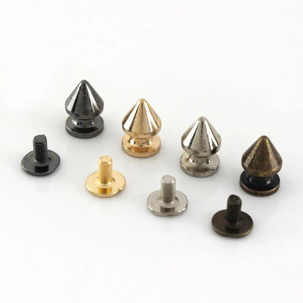 

10pcs Solid Metal Screwback Cone Studs Bullet Spikes Punk Rivets for Leather Craft Bag Garmet Shoes Decor Pet Collar Anti-bite